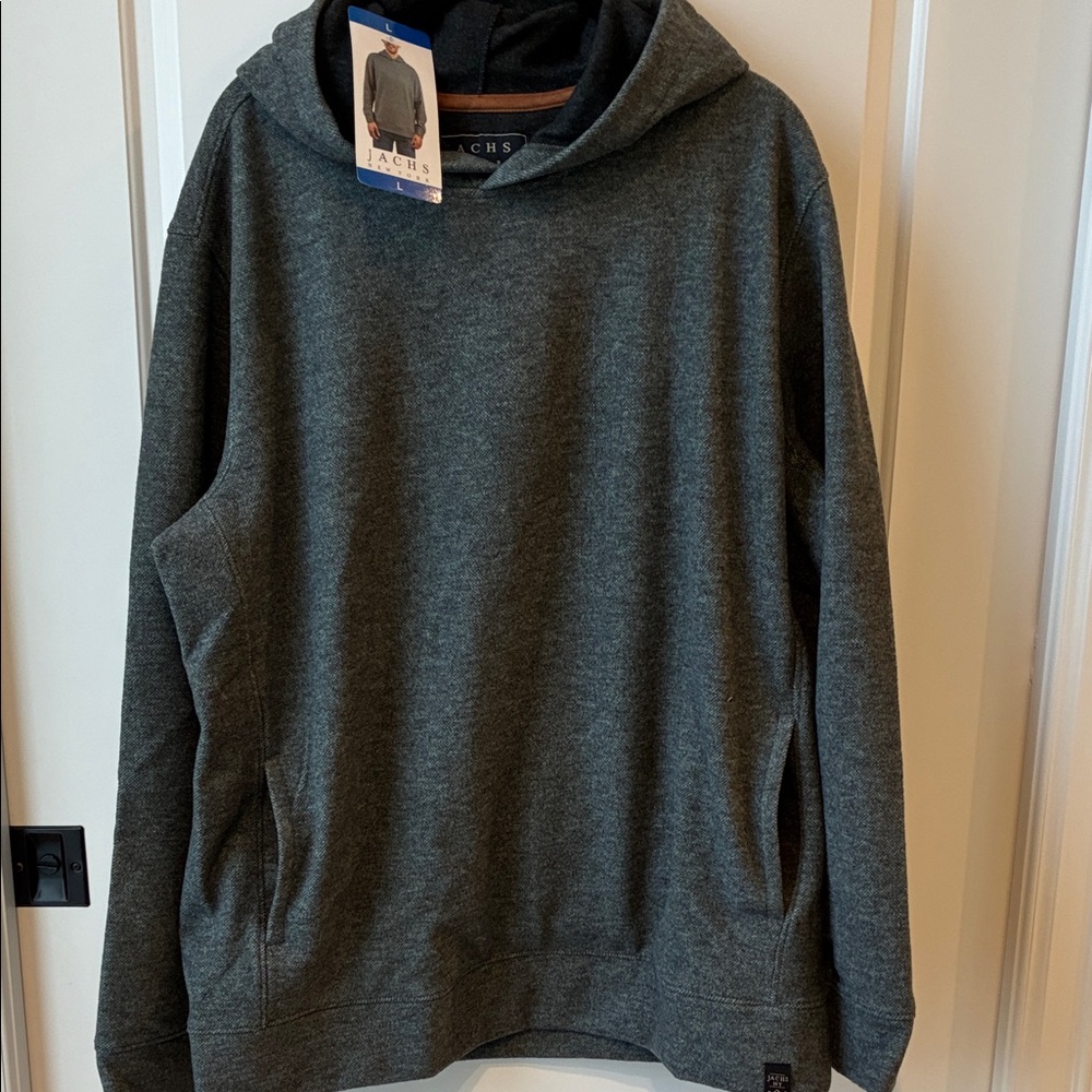 Jachs NY Mens Charcoal Gray Hoodie Sweatshirt-Large